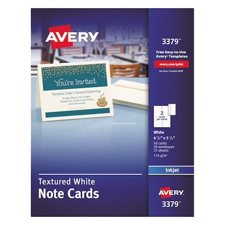 Avery Dennison 4.25 x 5.5" Inkjet Textures Note Cards Pk50 3379